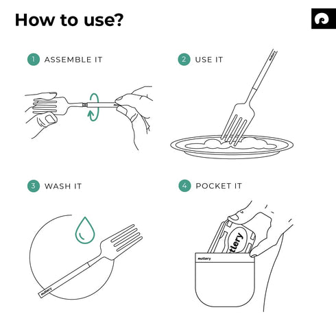 Outlery Portable Stainless Steel Cutlery Set (Black) -Travel Silverware with Case for Easy Transport - Designed for On-The-Go Dining for Modern No...