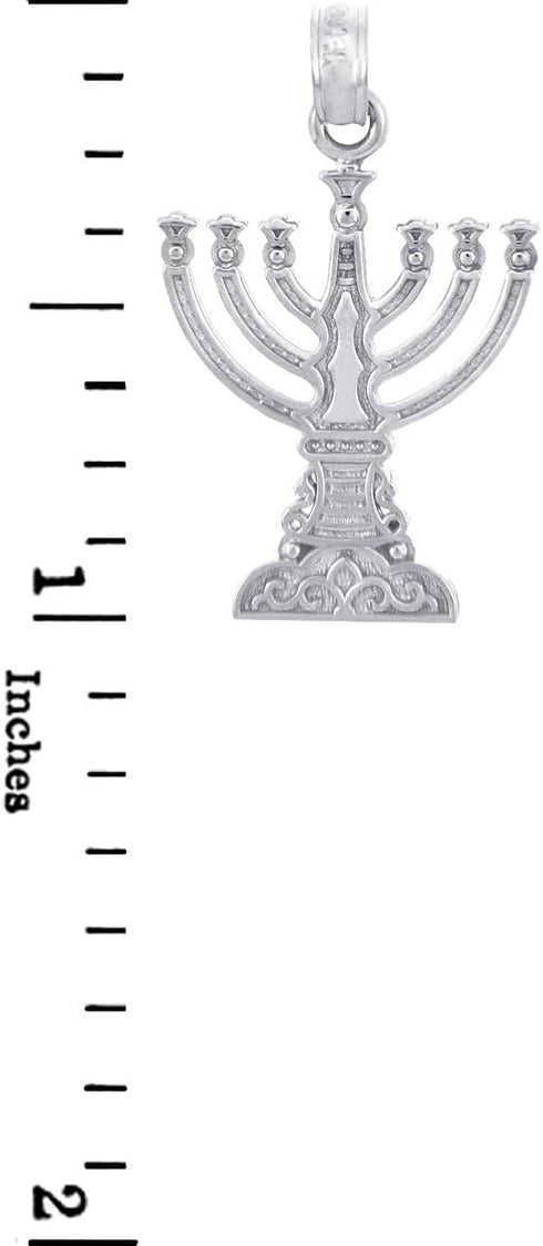 Claddagh Gold Jewish Menorah Pendants - Silver Menorah Pendant (Small)...