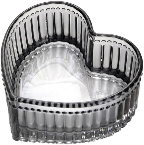 Glass Heart-shaped Candy Bowl Snack Bowl Dessert Bowl Fruit Bowl Ring Holder Dish Wedding Party Decor-Gray-5 OZ...