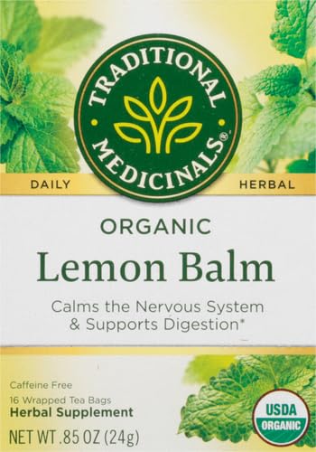 Traditional Medicinals Organic Lemon Balm Herbal Tea, Calming and Supports Digestion, (Pack of 1) - 16 Tea Bags...
