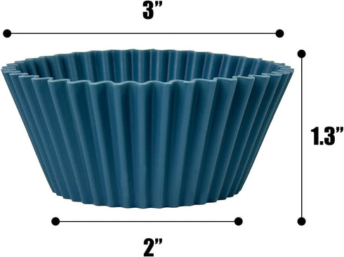 qiqee 24-Packs Reusable Silicone Cupcake Liners 12 Solid Morandi Green Blue Colors Cupcake Baking Cups Silicone Muffin Liners (12 Colors)...