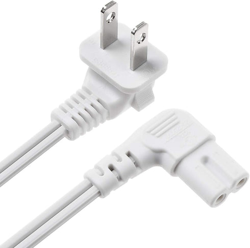 Universal 2 Prong Angled 18 AWG Power Cord - NEMA 1-15P to IEC320 C7 Figure 8 Shotgun Connector AC Power Supply Cable Wire Socket Plug Jack for PS...
