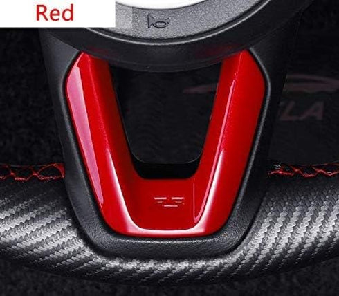 Red Sport Carbon Fiber Emblem Print Interior Steering Wheel Trim for Mazda 3 6 CX-4 CX-5 CX-9...