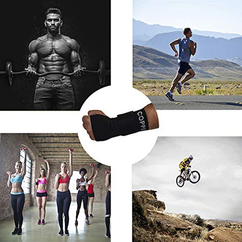 COPPER HEAL Long WRIST Brace compression Sleeve wraps Adjustable Bandage Right & Left Hands Strap Short Sleeves Wrap Recovery carpal tunnel wrist ...