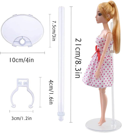 10Pcs Adjustable Doll Stands Display Holders, Action Figure Stand Toy Doll AccessoriesTransparent Plastic Mini Doll Display Stand Support for 11 t...