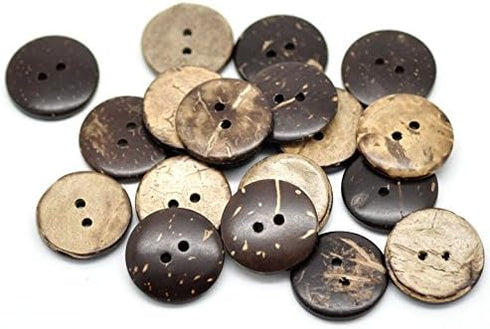 AKOAK 100 Pieces Natural Coconut Shell Two-Holes Buttons Sewing Accessories Decorative Buttons (18mm)...