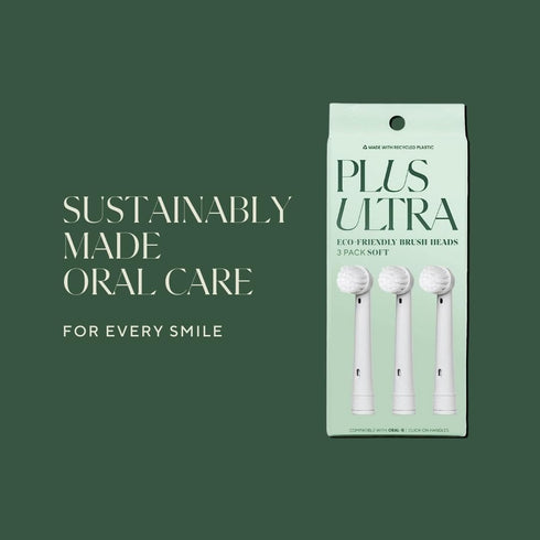 PLUS ULTRA Eco-Friendly Oral-B Compatible Electric Toothbrush Replacement Heads - 4 Heads Per Pack - Soft Toothbrush for Sensitive Teeth...