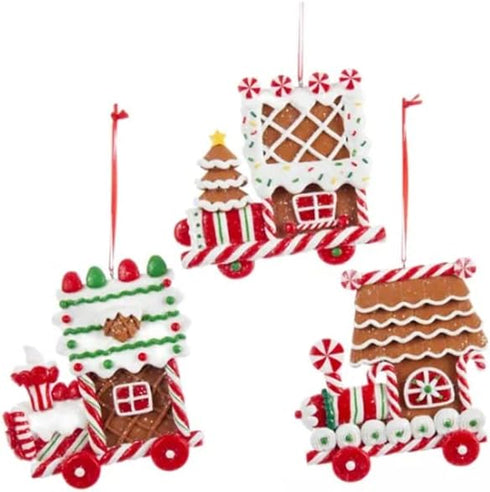 Kurt Adler D1752 Clay Dough Gingerbread Flat Train Ornaments (Set Of 3 Assorted)...