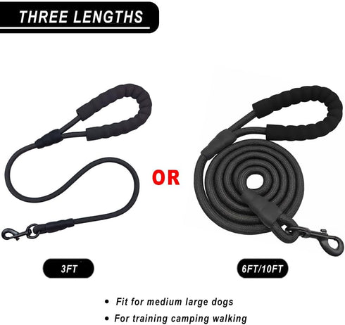 3FT/6FT/10FT Climbing Rope Leash for Dogs with Comfortable Padded Handle Classic Dog Leash for Medium Large Dogs...
