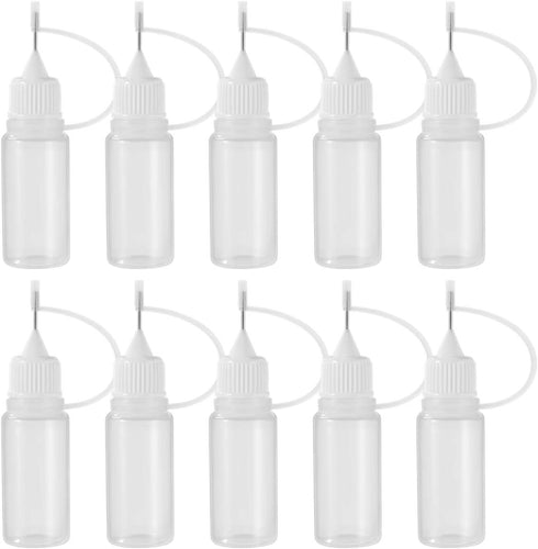 EXCEART 10 Pcs Needle Tip Glue Bottles 10ml Precision Refillable Squeeze Tip Applicator Empty Needle Plastic Bottle for DIY Craft...