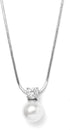 Mariell White Pearl Bridal, Bridesmaid Necklace with Cubic Zirconia Crystal, Pearl Wedding Jewelry, Perfect for Mother of the Bride, Birthday Gift...