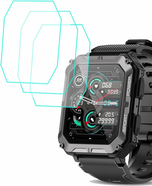 Tempered Glass Screen Protector Compatible with PUREROYI C20PR 1.83” Rugged Smart Watch, 3pcs, 9H...