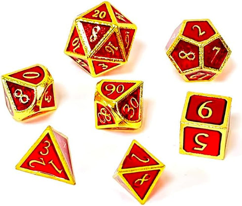 7 Pieces Metal DND Dice Set Retro D&D Polyhedral Dice with Flannel Bag for DND Dungeons and Dragons Role Playing Games (Red&Gold)...
