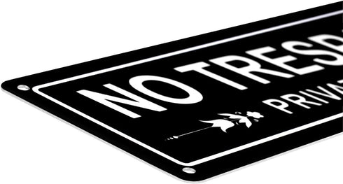 Kichwit 2 Pack Private Property No Trespassing Metal Sign for House Door or Fence, Aluminum, 11.8 x 3.1 Inches...