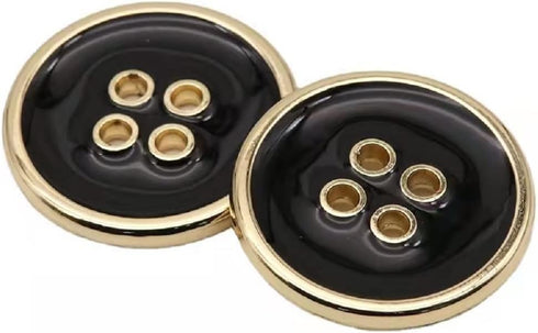 12PCS Four-Eye Metal Button Suit Buttons Crafts Button Decorative Buttons for Sewing DIY (25mm, Black Gold)...