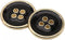 12PCS Four-Eye Metal Button Suit Buttons Crafts Button Decorative Buttons for Sewing DIY (25mm, Black Gold)...