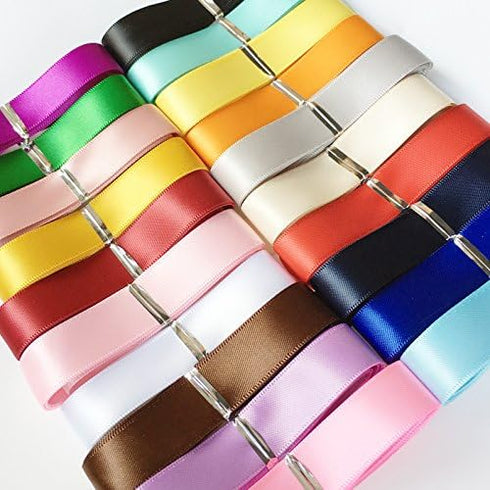Chenkou Craft Double Face Polyester Satin Ribbon Ribbons Craft Pack Hair Bow Jewelry Making (5/8"(15mm), Multi-Colored)...
