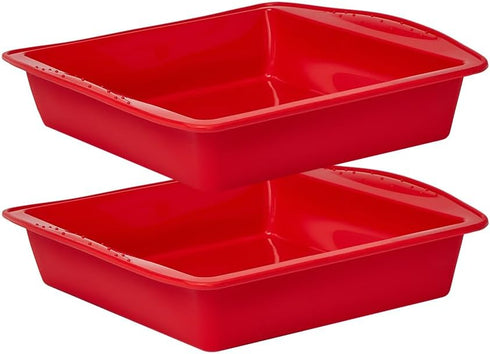 8 inch Silicone Square Cake Pan Nonstick Silicone Cake Molds, Silicone Brownie baking molds for Brownie, Cake, Bread, Pie and Lasagna (2 packs)...