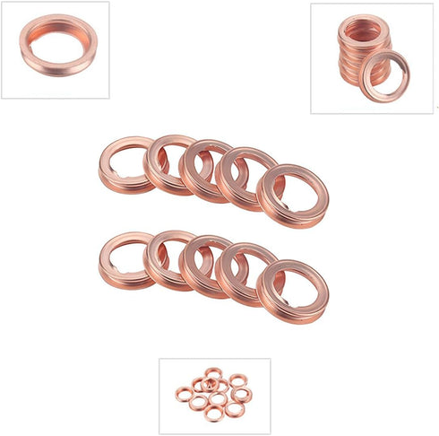 12PCS Car Oil Drainage Gasket, 17mm Auto Copper Crush Washer Oil Drain Plug Gasket, fits Versa Titan G25 G37, Replace 11026-JA00A, 11026-01M02, F4...
