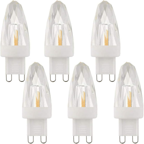 Lxcom Lighting G9 LED Light Bulbs 2W (15W Halogen Equivalent) Dimmable Crystal COB Bulb Warm White 2700K 200LM G9 Base AC110V for Home Lighting, 6...