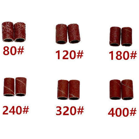 100 Pieces Sanding Bands Sleeves Drum Sander Set 180 Grit Sanding Drum Sand Bands Shank Rotary Tool Kit with 2 Mandrels...