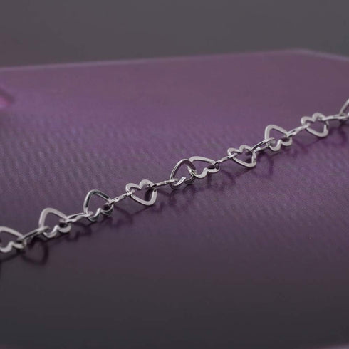 Sterling Silver Jewelry - Rhodium Plated 925 Stamp - Interlinked Open Heart Anklet - Stylish Beautifully Designed for Women - 9" Long + 1" Extende...