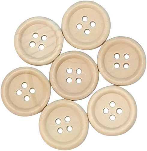 Chenkou Craft 100pcs 15mm 5/8" Round Natural Wood Buttons 4 Holes Craft Sewing Button (15mm)...