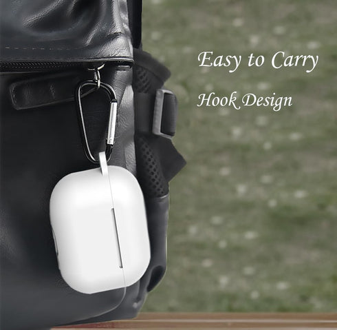 Airpods Pro2 Generation Case Cover: Pro 2nd Generation Apple Airpods Case Soft Silicone Protective Cover with Keychain Hook?White Waterproof Airpo...