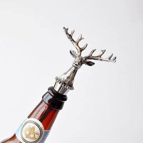Wine Bottle Stopper Airtight Seal-Decorative Deer Stainless Steel Antlers Animal Elk Silver Bottle Topper for Wine &Beverage Plug...