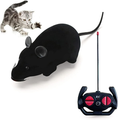 Giveme5 Remote Control Fake Rat Realistic Mouse Cat Toy Mice RC Toy Cat Mice Animal Interactive Toy Figures Cat Running Wheel Wireless Chasing Pra...