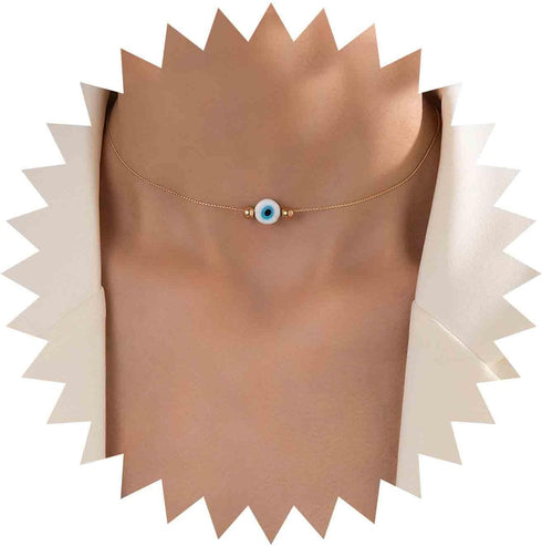 Boho Evil Eye Choker Necklace Vintage Evil Eye Necklace Choker Gold Demon Eye Necklace Chain Blue Eye Necklace Chain Protection Necklace Jewelry f...