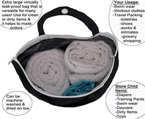 MOM & BAB Wet Bags for Baby Cloth Diapers, Swimsuits and Towels, Travel, Wet Dry Bag for Diaper Bag, Breast Pump Parts, Gym | Water & Odor Resista...