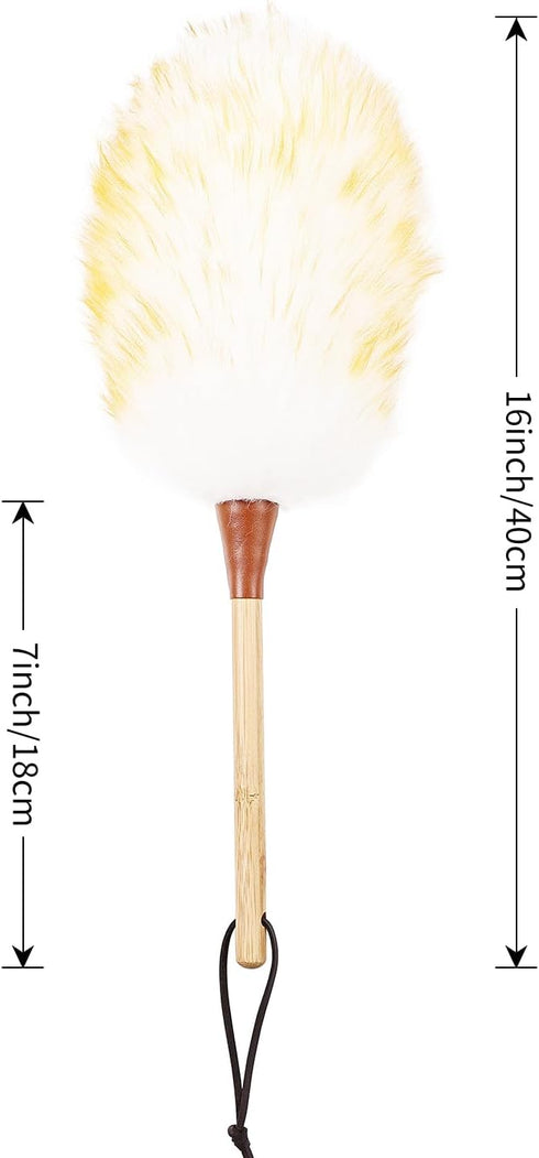 Lambswool Duster 16 inch with Bamboo Handle Soft Natural Wool Feather Dusters for Cleaning Office Home Car etc...