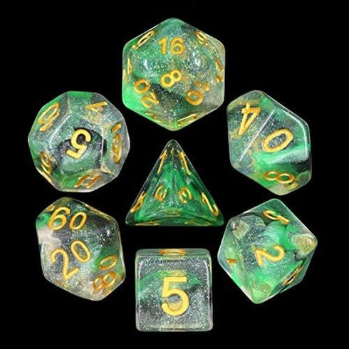HD Polyhedral Dice Sets D&D Dice for Dungeon and Dragons RPG Role Playing Games MTG Pathfinder Table Top Games 7 Dice Set Luminous Venom...