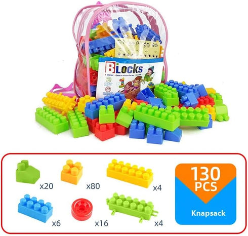 Baby Building Blocks, Kids Building Blocks Toys for 1 2 3 4 5 Year Old Boys Girls Toddlers, Early Development Educational Toys with 130 PCS Large ...