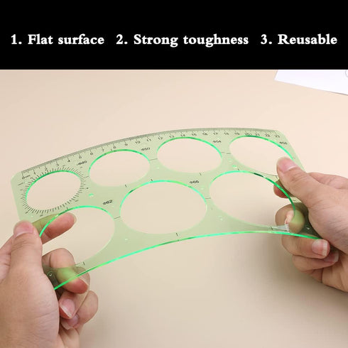 LOKUNN 2 Pcs Circle Template for Drawing, Ruler Quilling Tool, Round Hole Ruler Tool, Multi-Function Round Plastic Geometric Stencil Rulers Drawin...