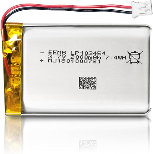 EEMB 3.7V Lithium ion Battery 2000mAh 103454 Rechargeable 3.7 Volt Lipo Battery Pack with Wire JST Connector for Speaker and Dashcam- Confirm Size...