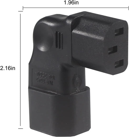 Right Angle C13 to C14 IEC AC Plug Adapter, 2 Pack, 90 Degree Design, PVC, Pure Copper, 250VAC 10A Max...