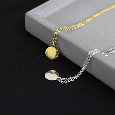 Round Gold Coin Pendant Necklace for Women Girls 925 Sterling Silver 18K Gold Plated Simple Small Full Moon Minimalist Geometric Disk Circle Chain...