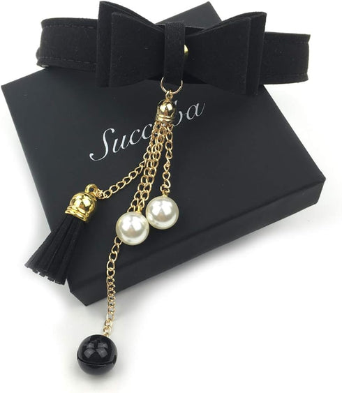 Bell Choker Collar Necklace Lolita Bow Collar Cat Kitty Velvet Necklace (T)...