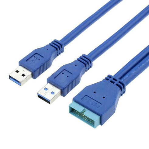 JSER Dual Port USB 3.0 A Male to 20 Pin Male Motherboard Extension Cable Adapter 5Gbps...