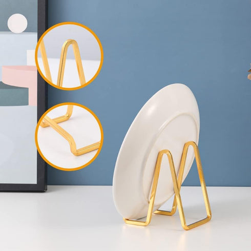 Plate Holder Easel Display Stand - 4.5 inch Metal Plate Stands for Display - Tabletop Picture Stand - Gold Iron Easels for Display Pictures | Phot...