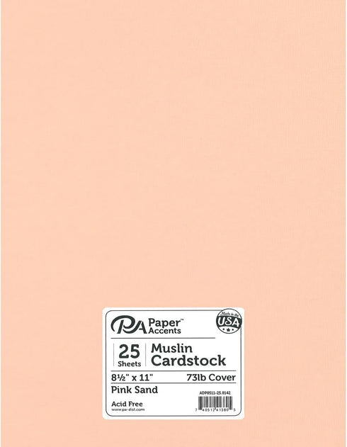 PA Paper Accents Textured Cardstock 8.5" x 11" Pink Sand, 73lb colored cardstock paper for card making, scrapbooking, printing, quilling and craft...