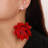 Denifery Boho Red Rose Earrings Rose Flower Dangle Drop Stud Earrings with Sparkly Crystal for Women Statement Jewelry Gifts...