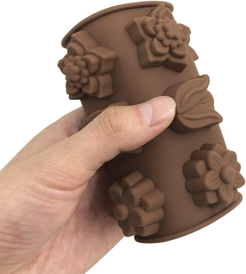 4 Pack Flower Shape Silicone Molds Chocolate Candy Mold, DanziX Silicone Mold for Wedding,Festival, Parties, DIY Enthusiasts-15 Cavity...