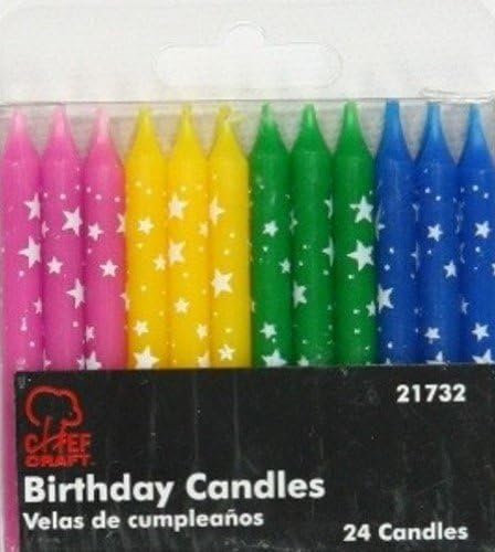 Birthday Candles, Polka Dot Stars, Set of 6 Packs - Total of 144 candles...