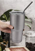 Hiware 12-Pack Black Stainless Steel Straws Reusable with Case - Metal Drinking Straws for 30oz and 20oz Tumblers Dishwasher Safe, 2 Cleaning Brus...