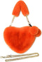 Rejolly Furry Purse for Girls Heart Shaped Fluffy Faux Fur Handbag for Women Soft Small Shoulder Bag Clutch Purse...
