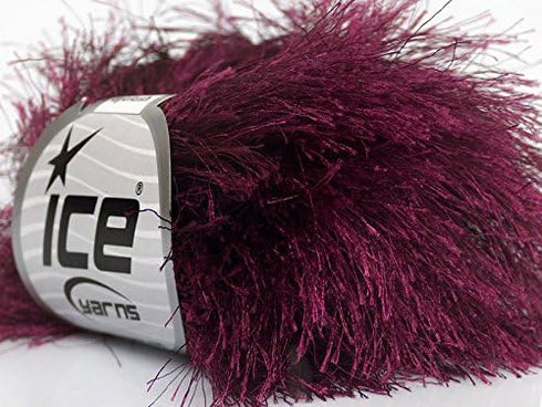 Wine Extra Long Eyelash Yarn Ice Luxurious Fun Fur 50gr 38yds......