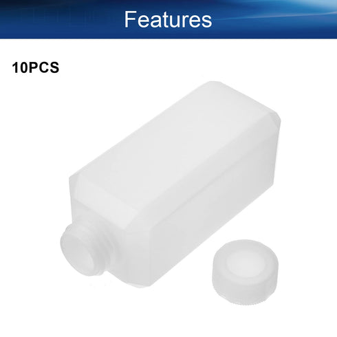 Bettomshin 10Pcs Narrow Mouth HDPE Reagent Bottle, 250mL/8.45oz Square Plastic Lab Chemical Reagent Bottle, Leak Proof, Translucent Sample Sealing...